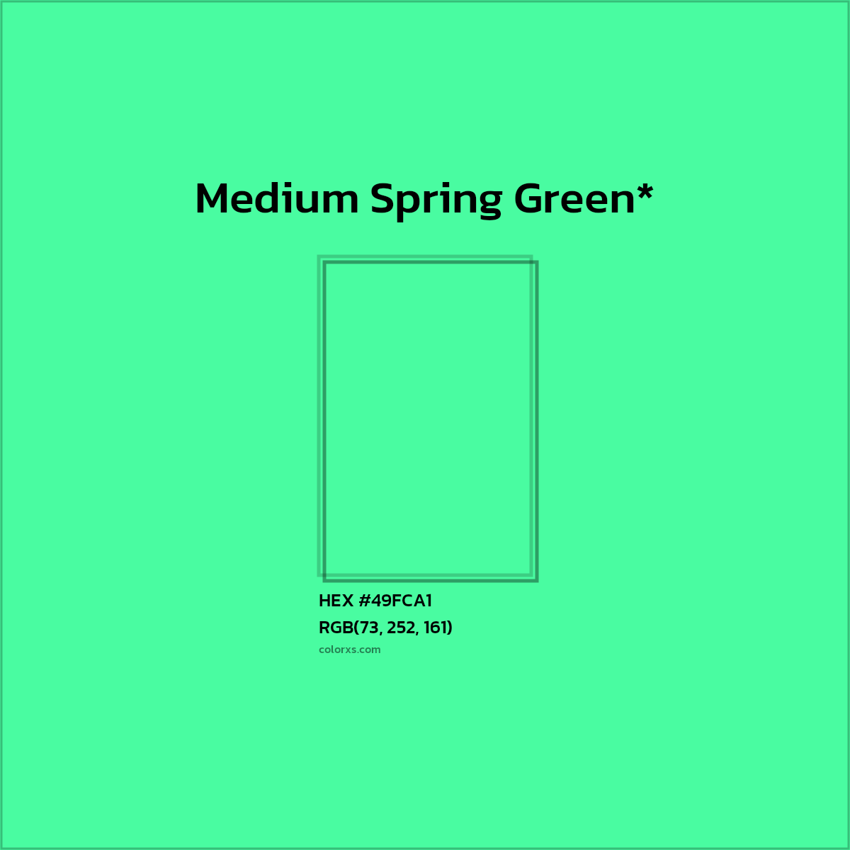 HEX #49FCA1 Color Name, Color Code, Palettes, Similar Paints, Images