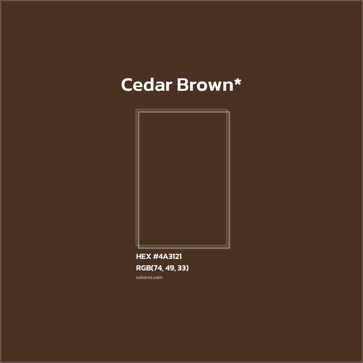 HEX #4A3121 Color Name, Color Code, Palettes, Similar Paints, Images