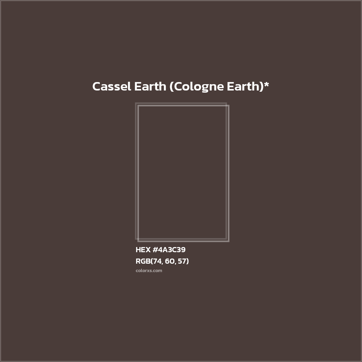 HEX #4A3C39 Color Name, Color Code, Palettes, Similar Paints, Images