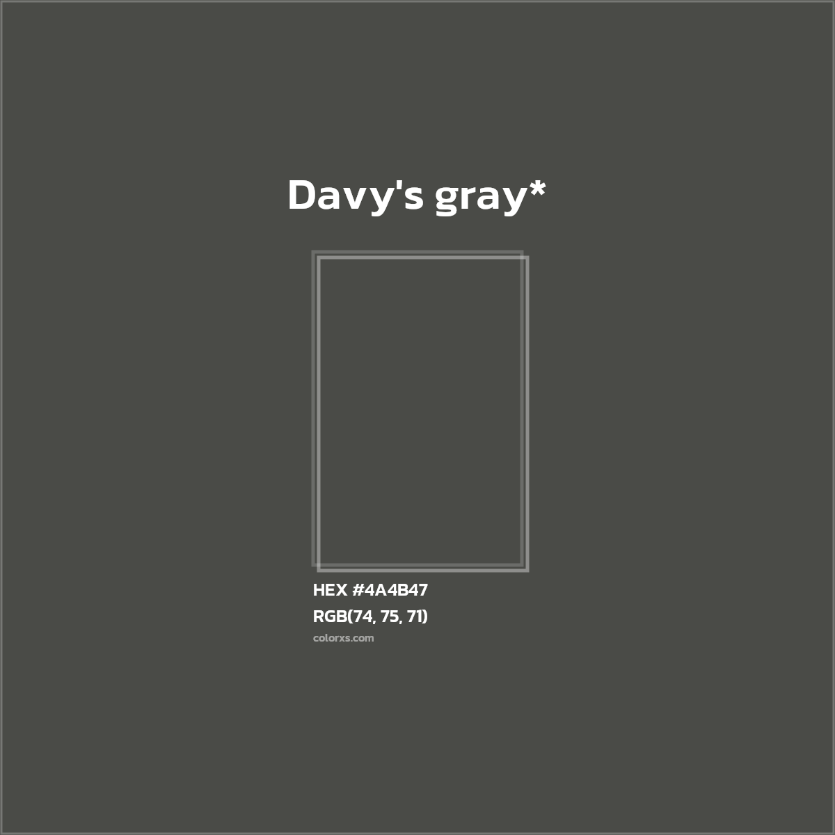 HEX #4A4B47 Color Name, Color Code, Palettes, Similar Paints, Images
