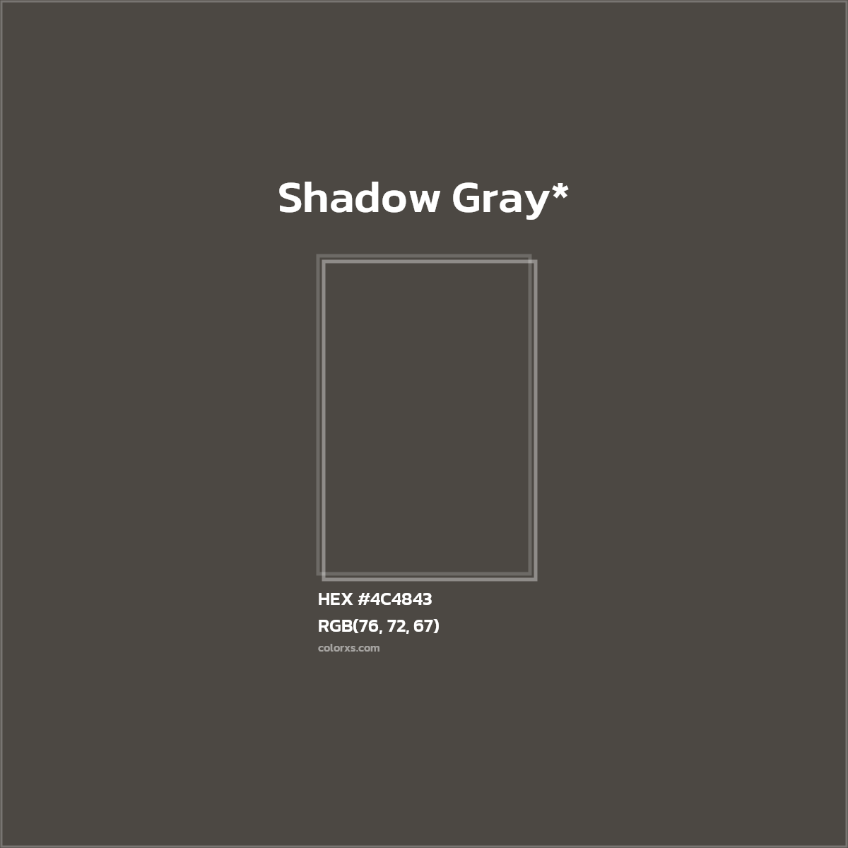 HEX #4C4843 Color Name, Color Code, Palettes, Similar Paints, Images