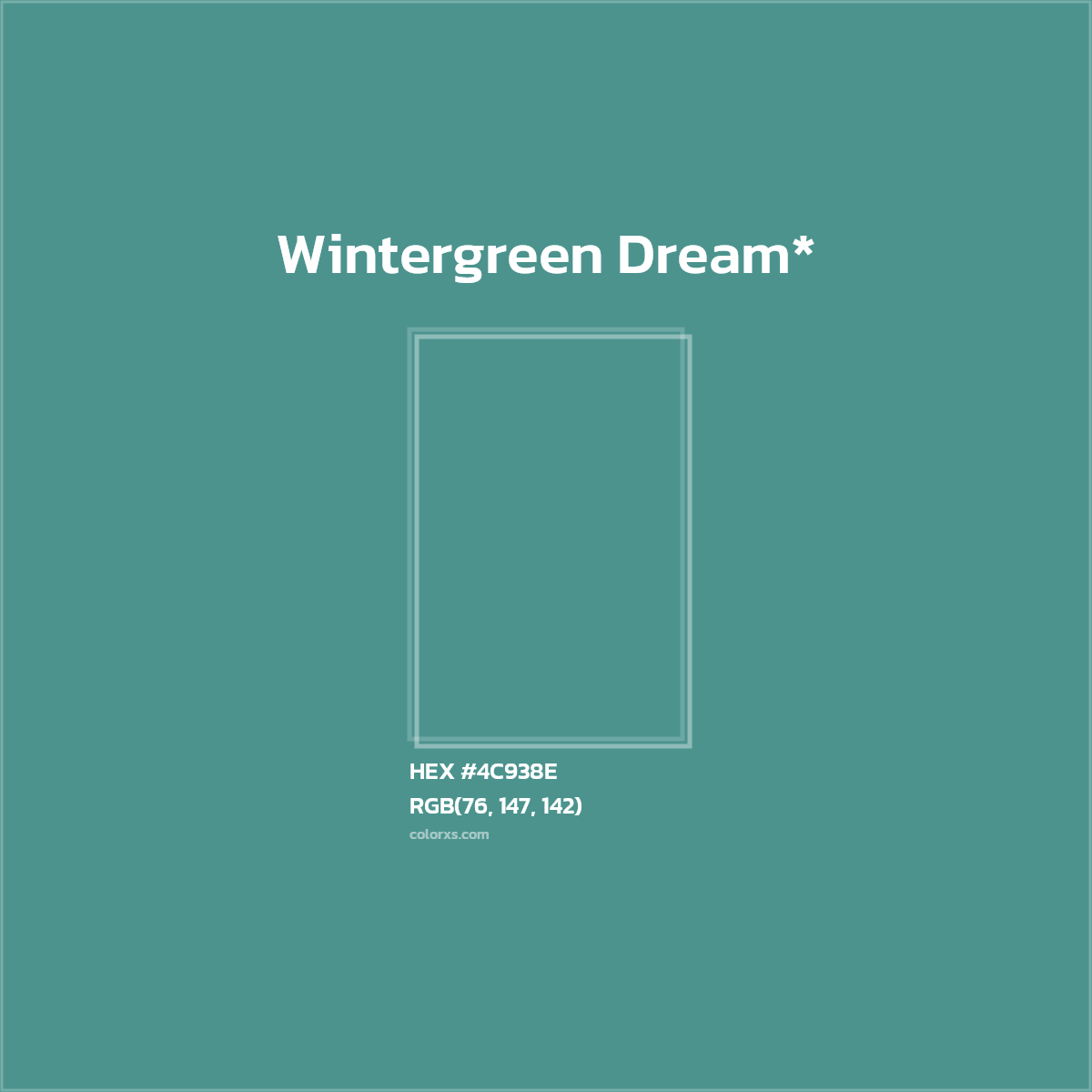 HEX #4C938E Color Name, Color Code, Palettes, Similar Paints, Images
