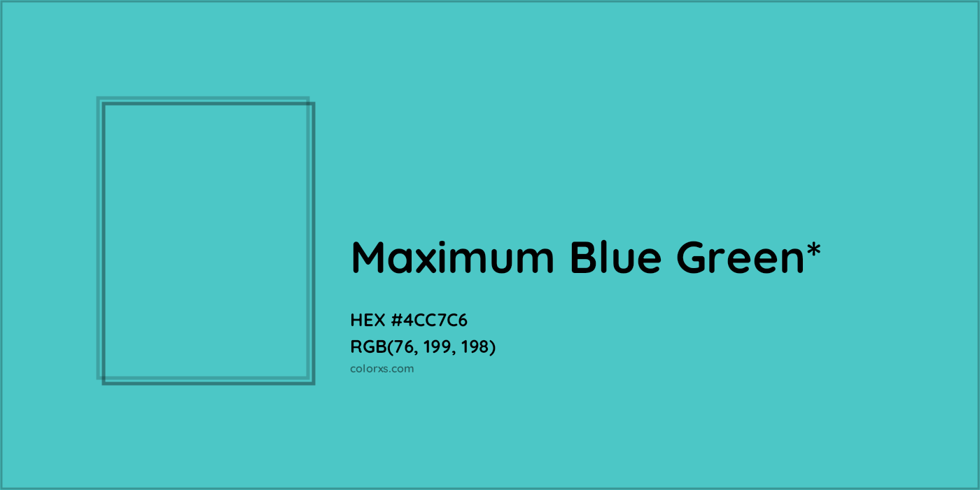HEX #4CC7C6 Color Name, Color Code, Palettes, Similar Paints, Images