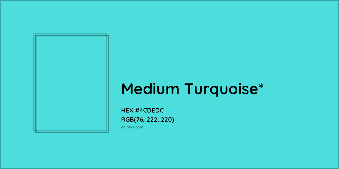 HEX #4CDEDC Color Name, Color Code, Palettes, Similar Paints, Images
