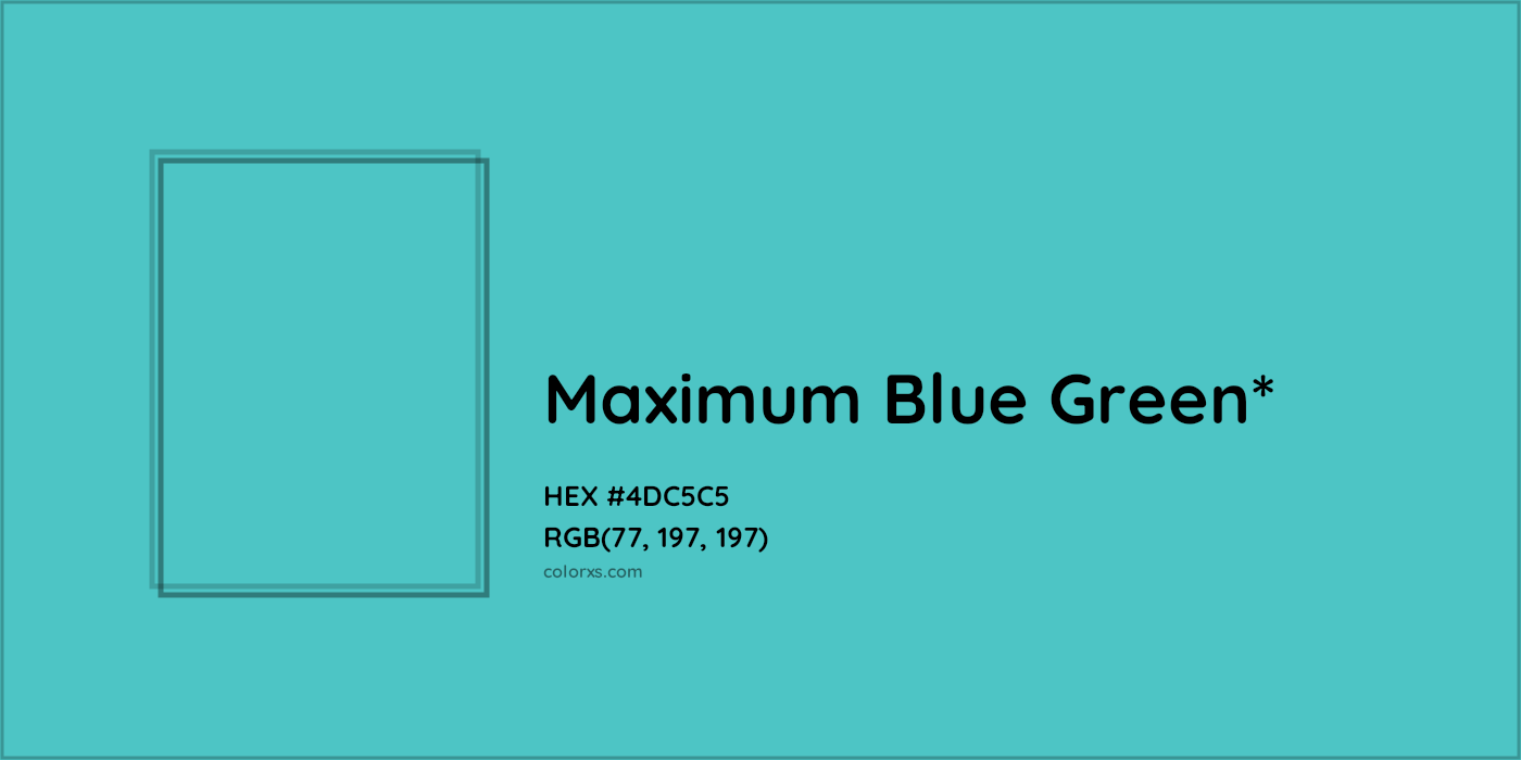 HEX #4DC5C5 Color Name, Color Code, Palettes, Similar Paints, Images