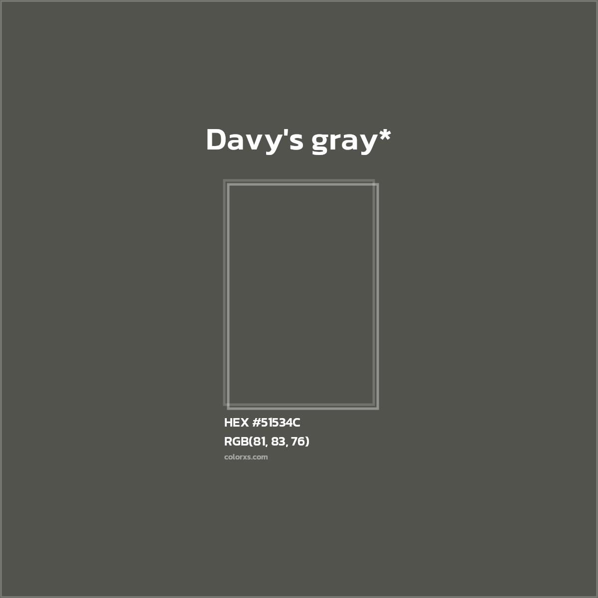HEX #51534C Color Name, Color Code, Palettes, Similar Paints, Images