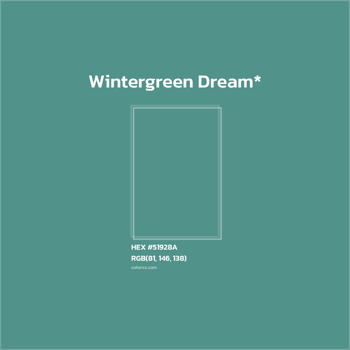 HEX #51928A Color Name, Color Code, Palettes, Similar Paints, Images