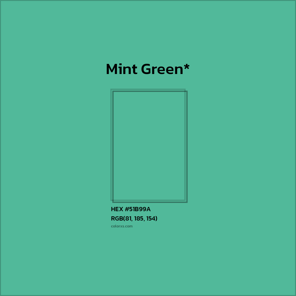 HEX #51B99A Color Name, Color Code, Palettes, Similar Paints, Images