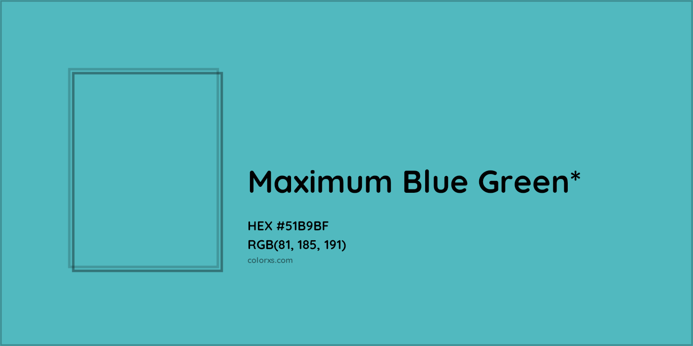 HEX #51B9BF Color Name, Color Code, Palettes, Similar Paints, Images