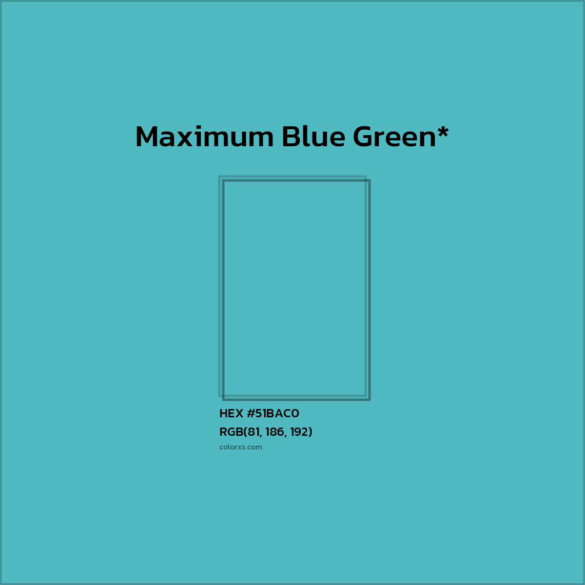HEX #51BAC0 Color Name, Color Code, Palettes, Similar Paints, Images