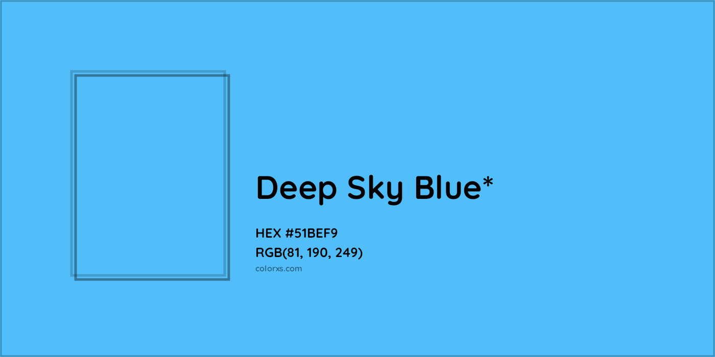 HEX #51BEF9 Color Name, Color Code, Palettes, Similar Paints, Images