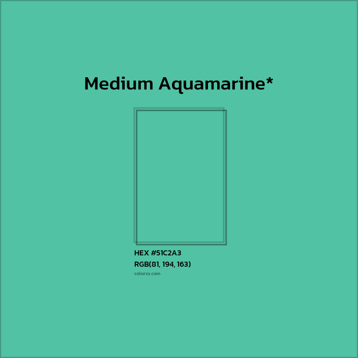 HEX #51C2A3 Color Name, Color Code, Palettes, Similar Paints, Images