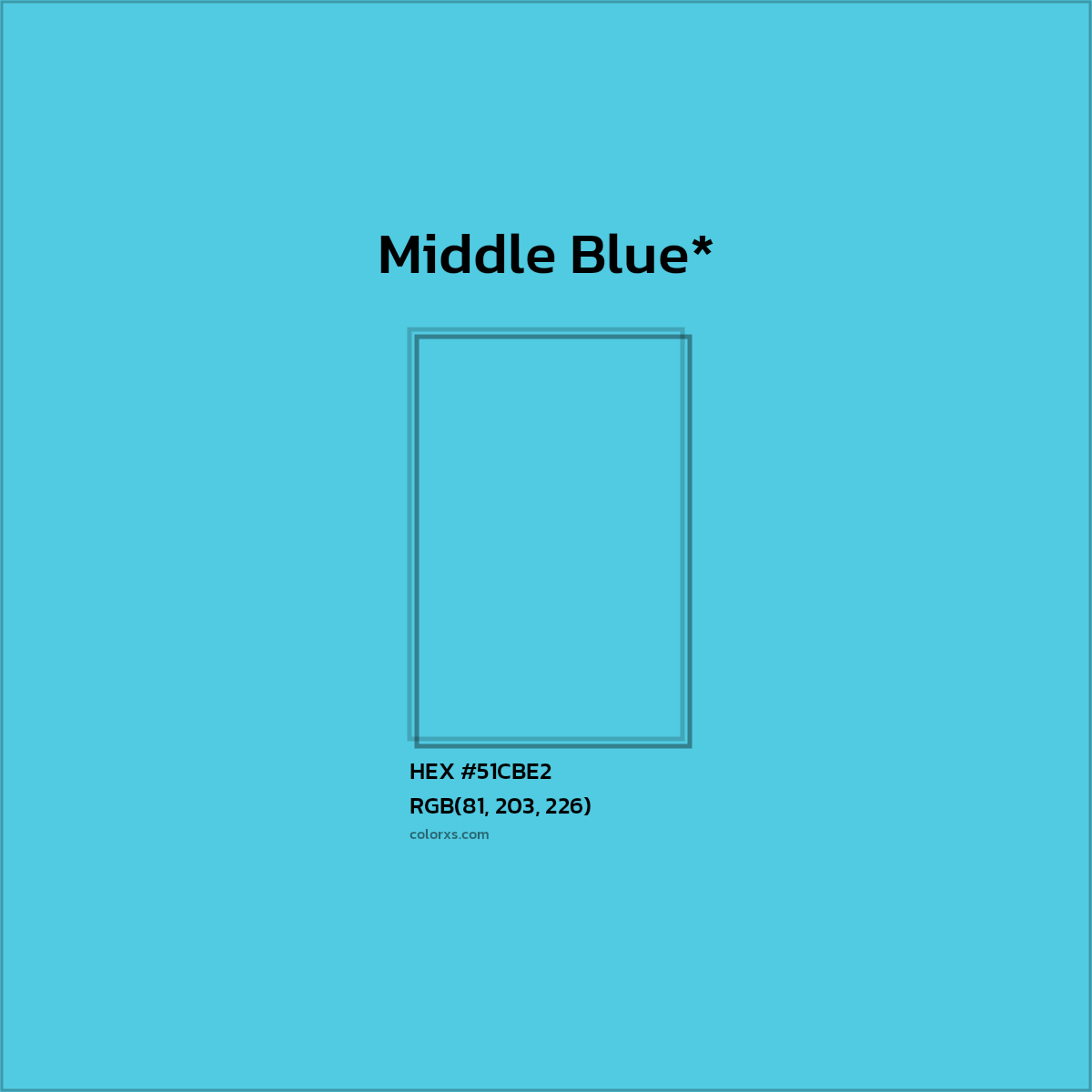 HEX #51CBE2 Color Name, Color Code, Palettes, Similar Paints, Images
