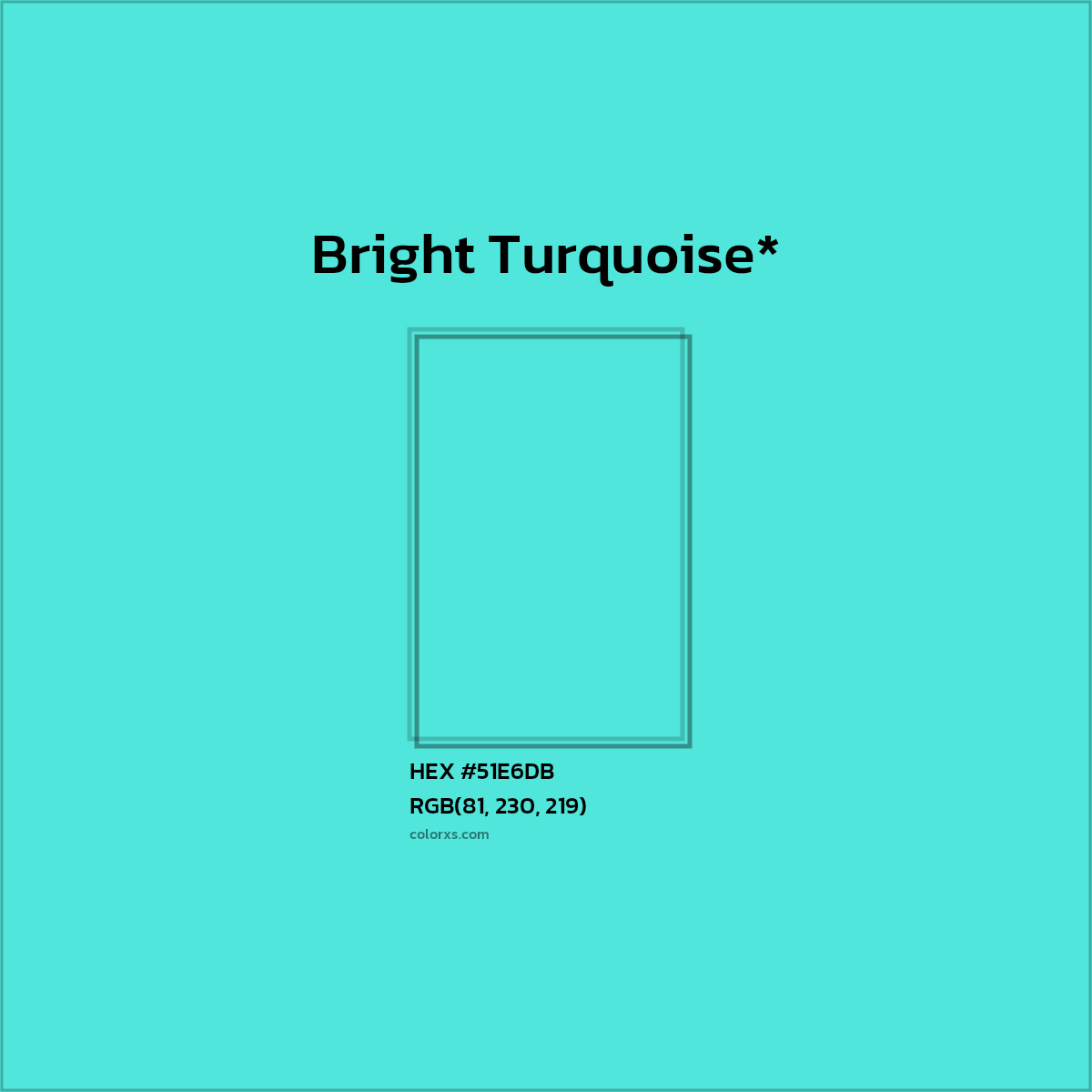 HEX #51E6DB Color Name, Color Code, Palettes, Similar Paints, Images