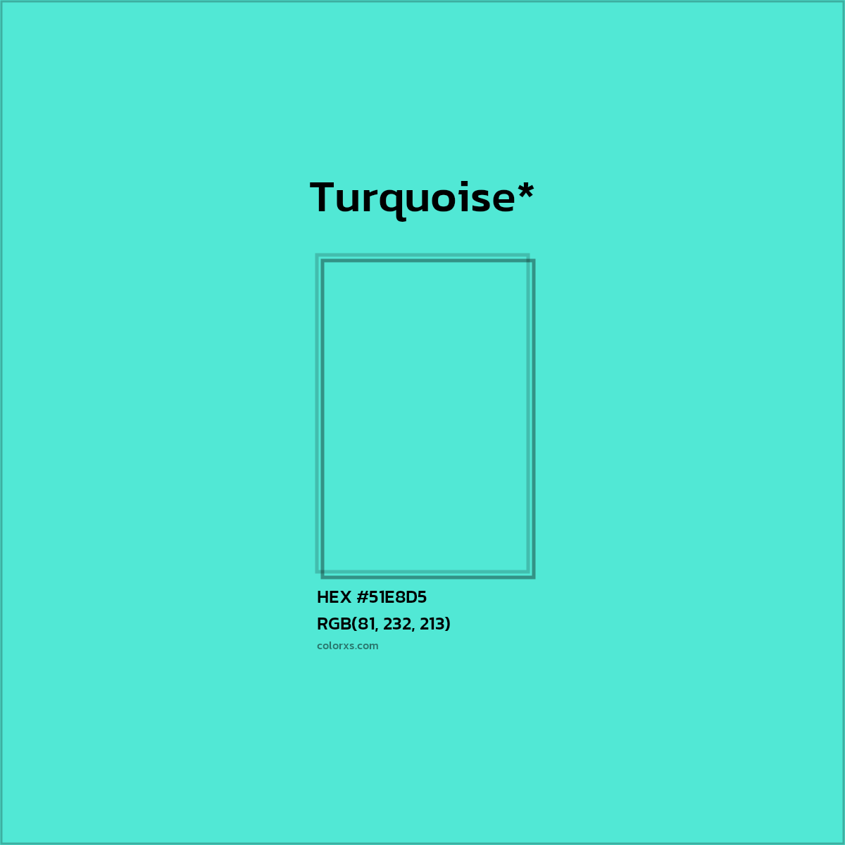 HEX #51E8D5 Color Name, Color Code, Palettes, Similar Paints, Images