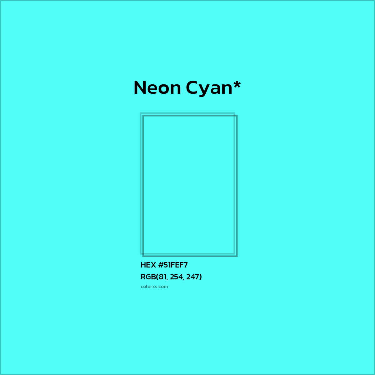 HEX #51FEF7 Color Name, Color Code, Palettes, Similar Paints, Images