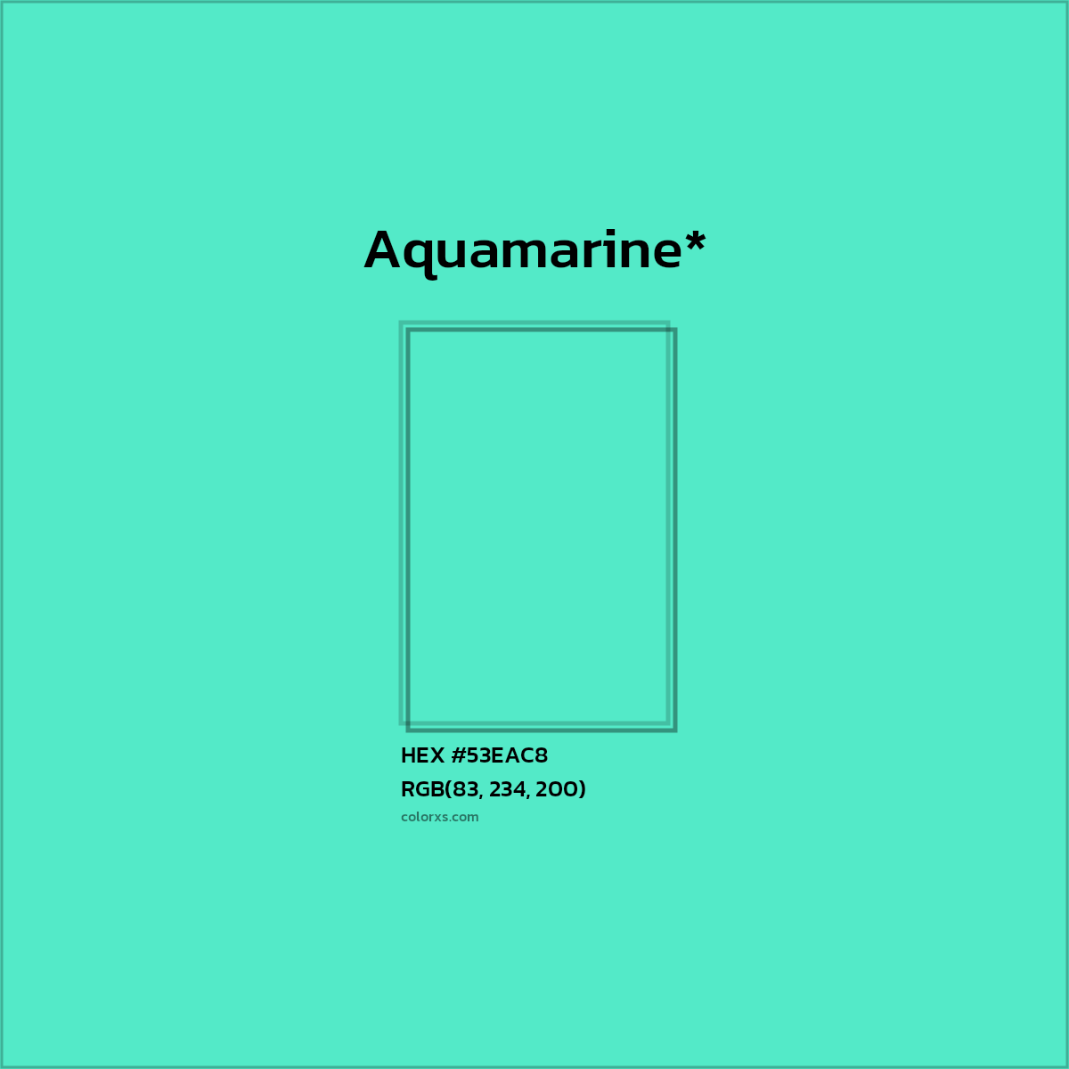 HEX #53EAC8 Color Name, Color Code, Palettes, Similar Paints, Images