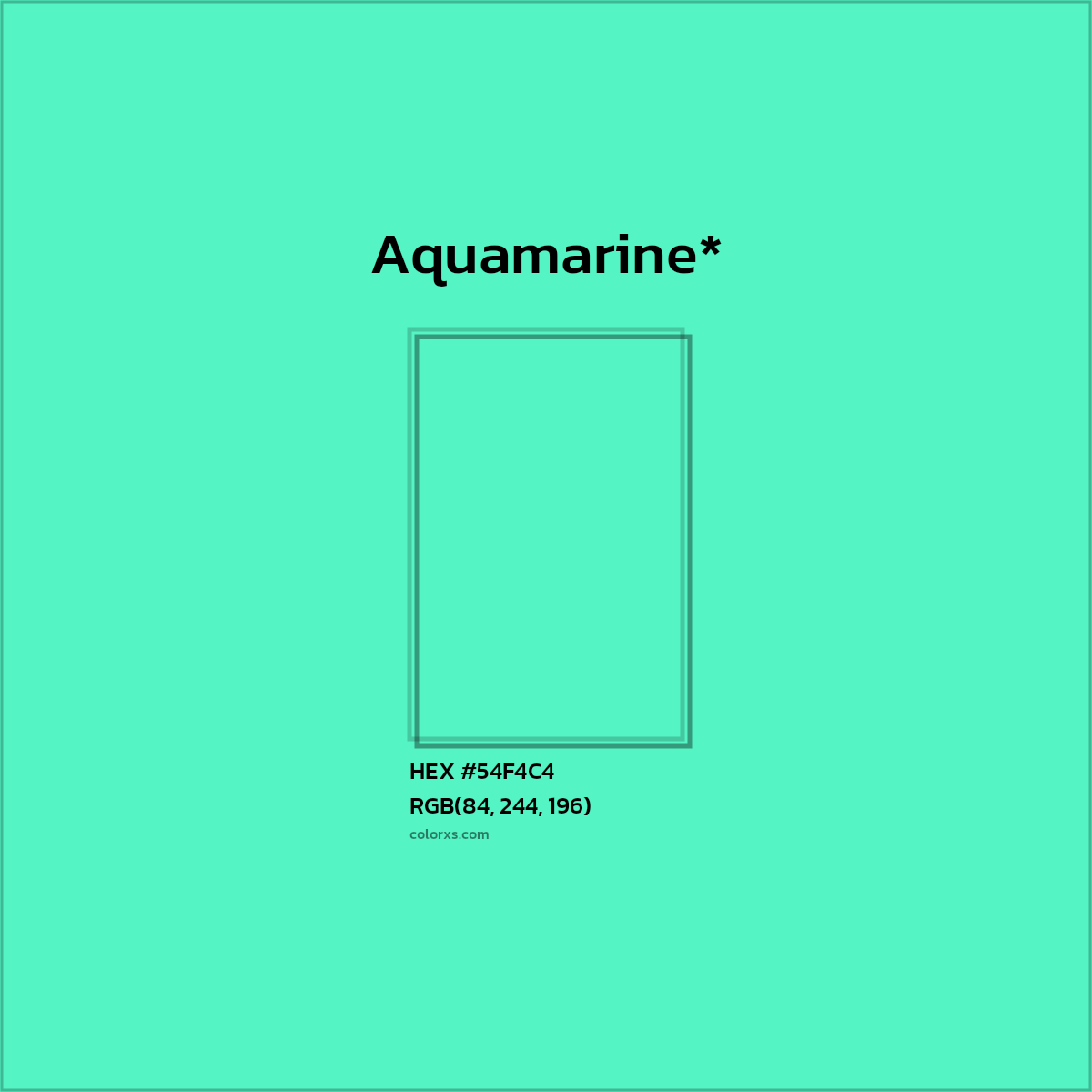 HEX #54F4C4 Color Name, Color Code, Palettes, Similar Paints, Images