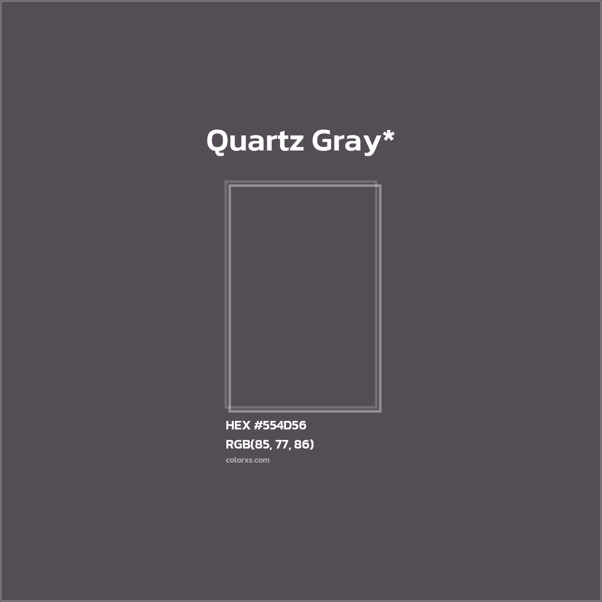 #554D56 hex color. RGB, RYB, CMYK, HSL, HSV codes and color conversions. Matching color names, palettes, paints.