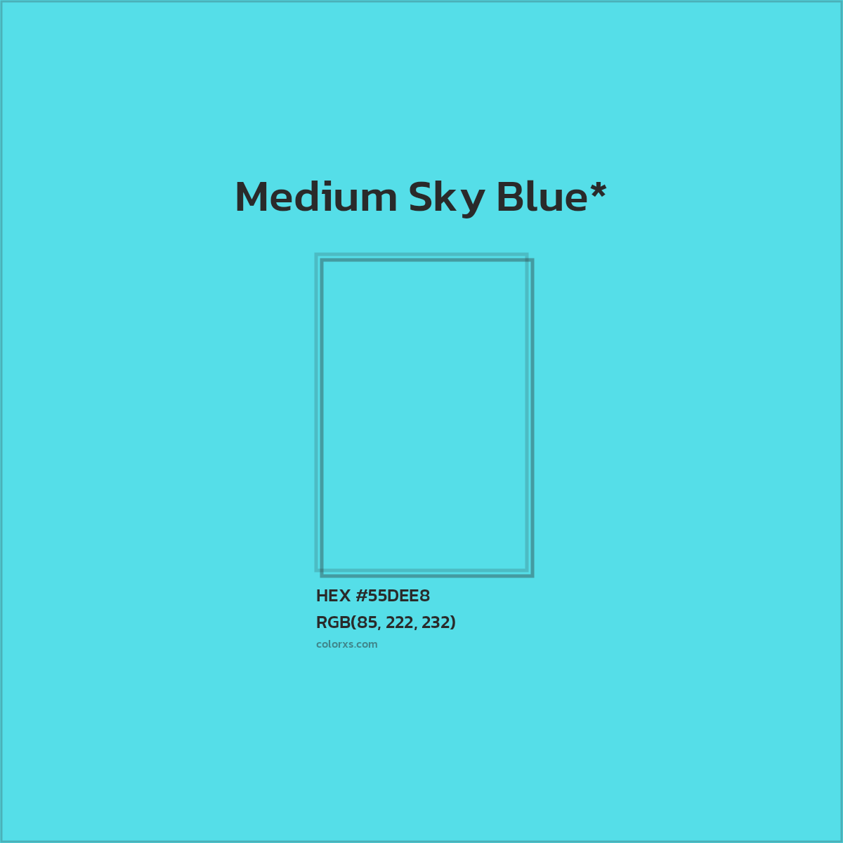 HEX #55DEE8 Color Name, Color Code, Palettes, Similar Paints, Images