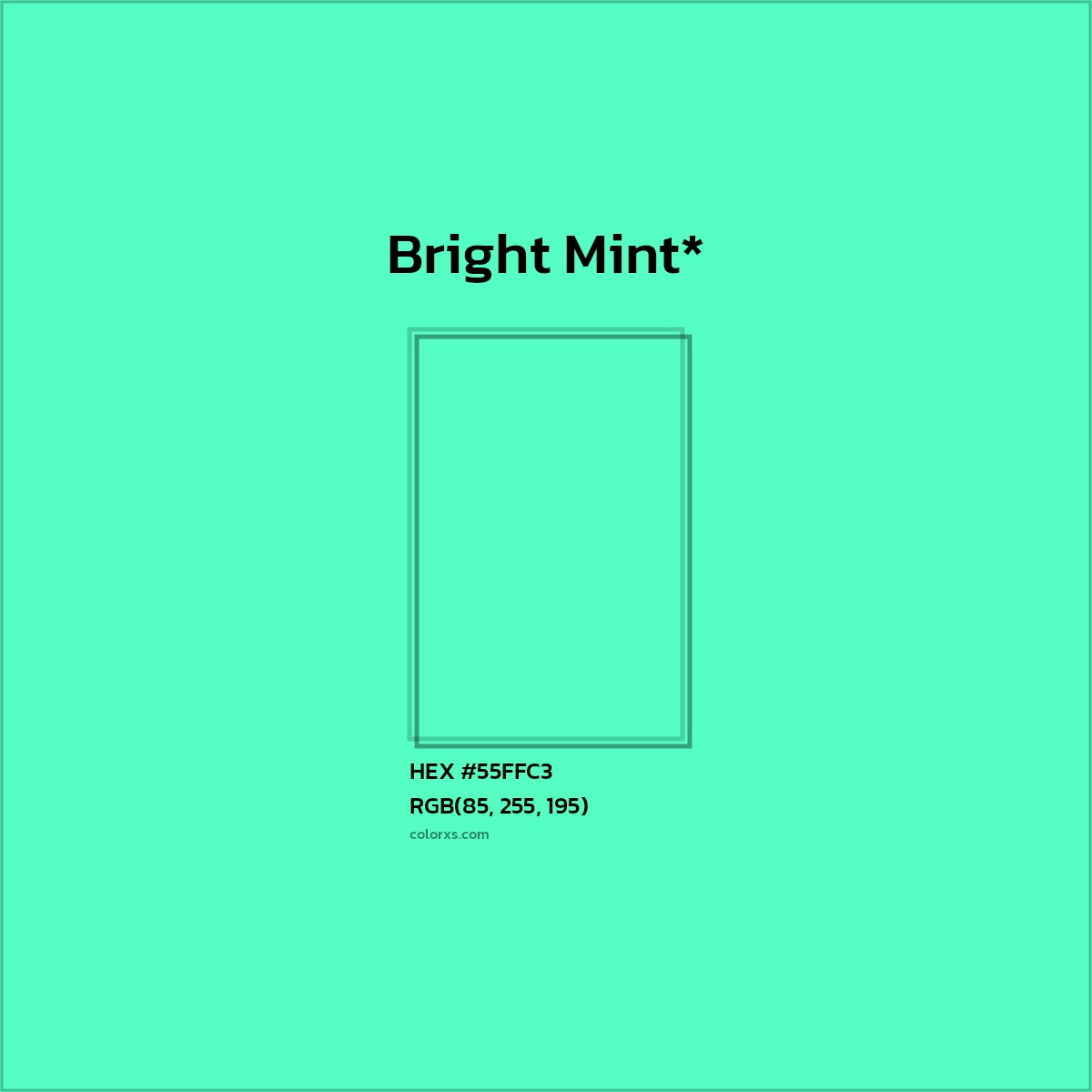 HEX #55FFC3 Color Name, Color Code, Palettes, Similar Paints, Images
