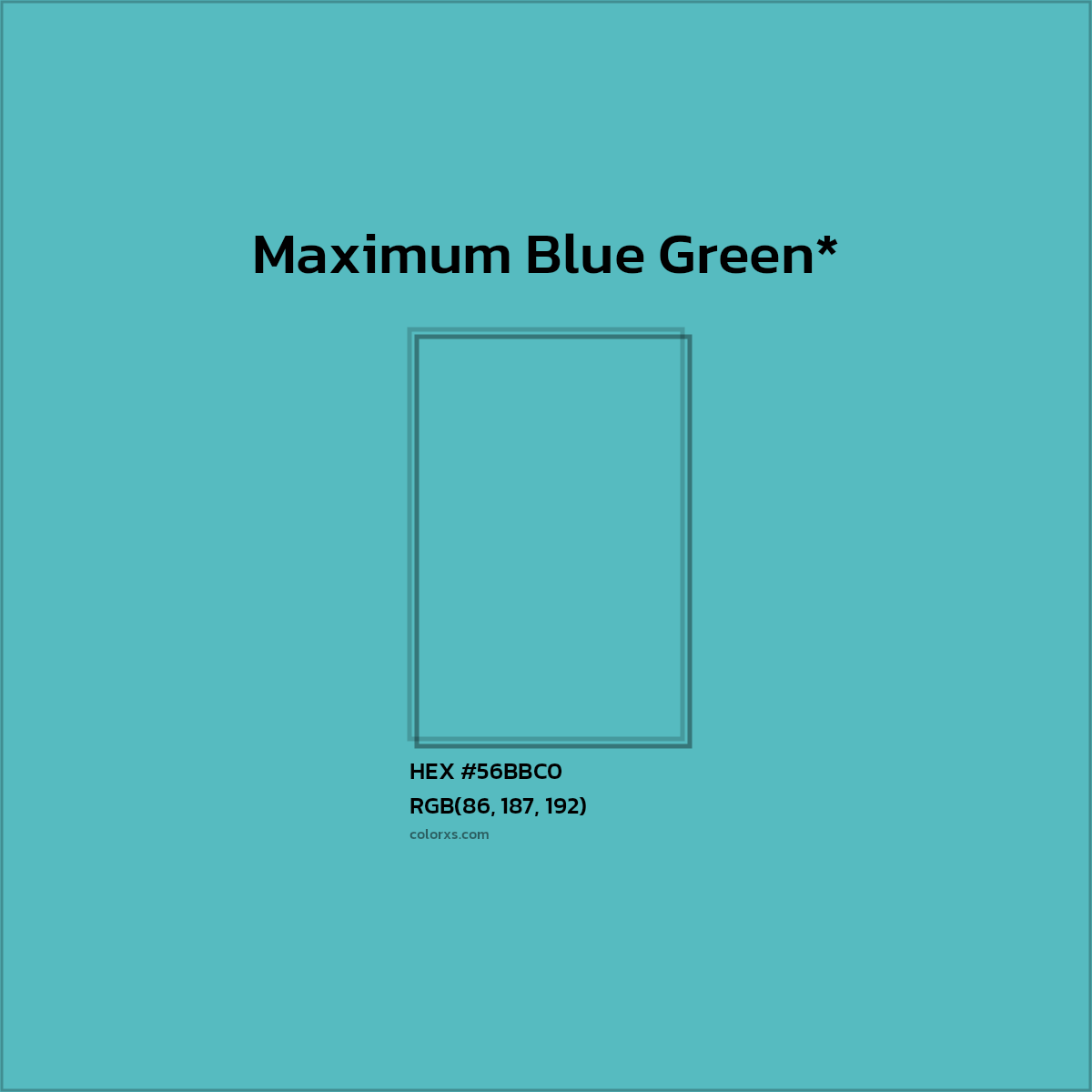 HEX #56BBC0 Color Name, Color Code, Palettes, Similar Paints, Images