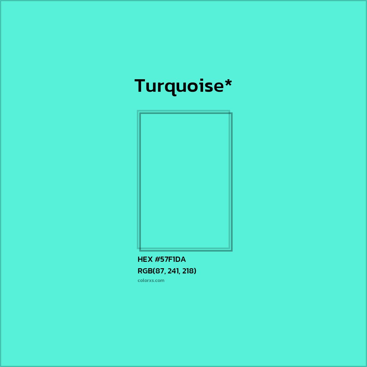 HEX #57F1DA Color Name, Color Code, Palettes, Similar Paints, Images