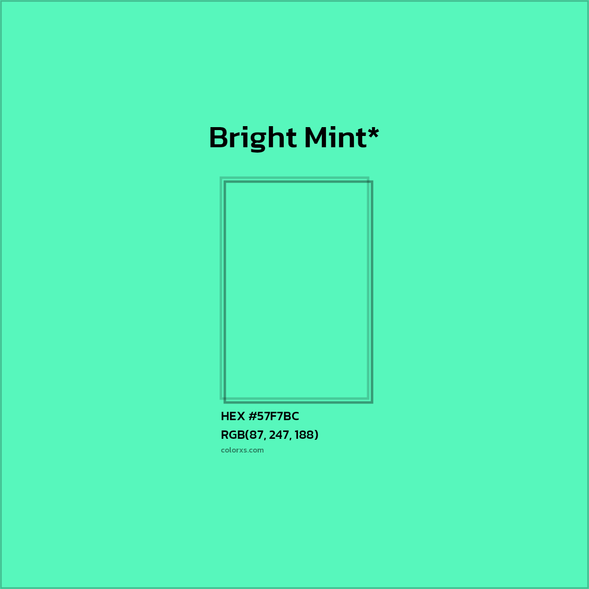 HEX #57F7BC Color Name, Color Code, Palettes, Similar Paints, Images