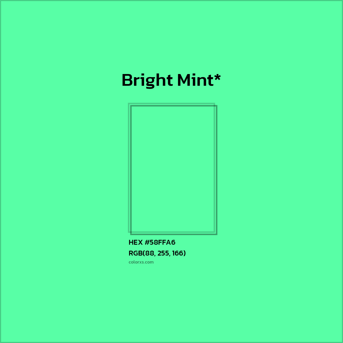 HEX #58FFA6 Color Name, Color Code, Palettes, Similar Paints, Images