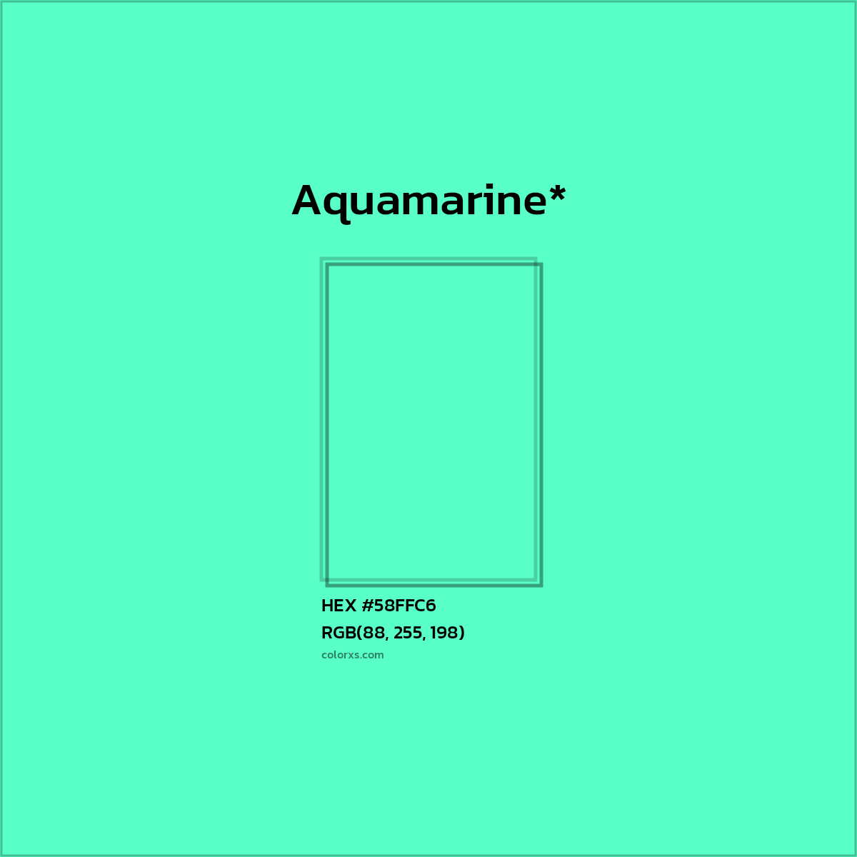 HEX #58FFC6 Color Name, Color Code, Palettes, Similar Paints, Images