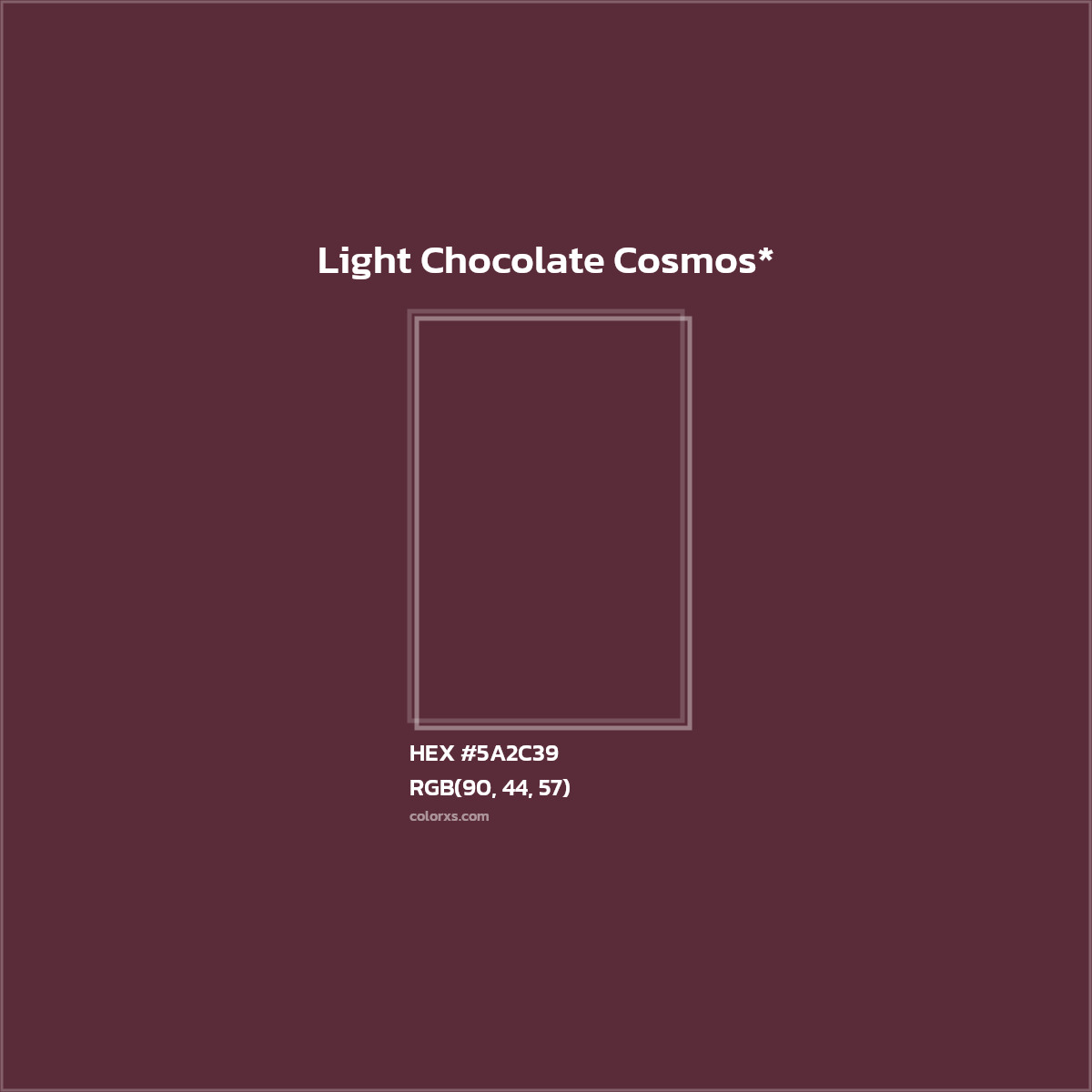 #5A2C39 hex color. RGB, RYB, CMYK, HSL, HSV codes and color conversions. Matching color names, palettes, paints.