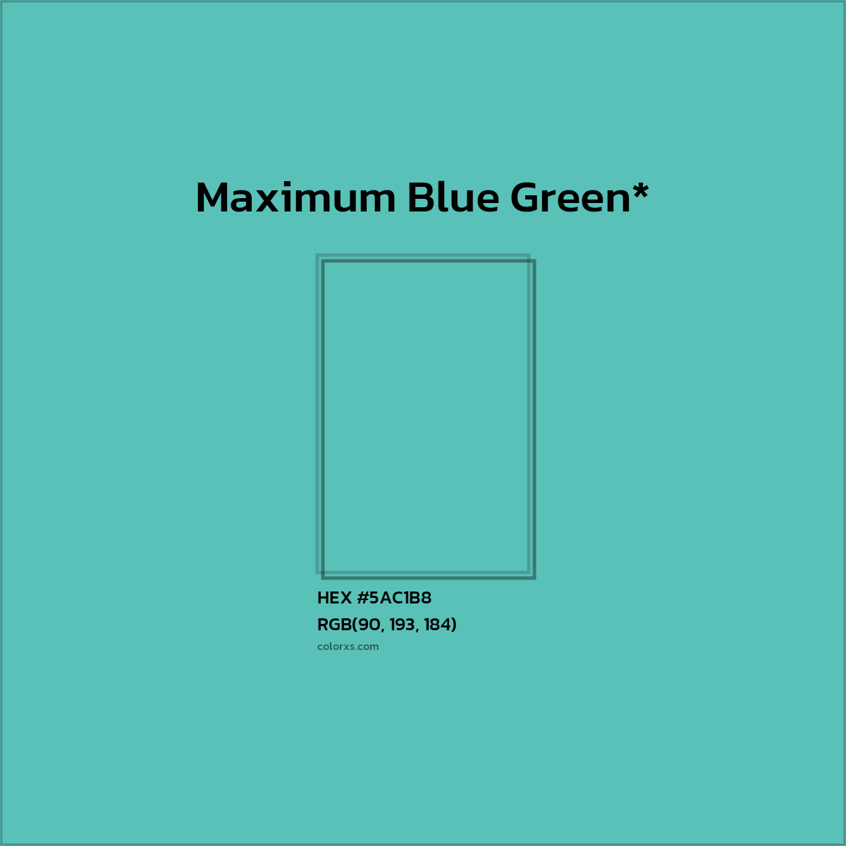 #5AC1B8 hex color. RGB, RYB, CMYK, HSL, HSV codes and color conversions. Matching color names, palettes, paints.