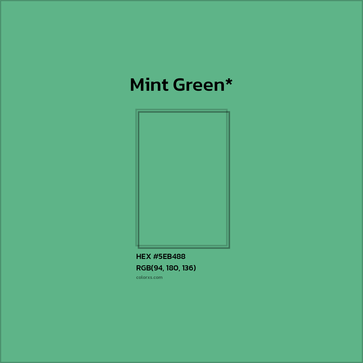 HEX #5EB488 Color Name, Color Code, Palettes, Similar Paints, Images
