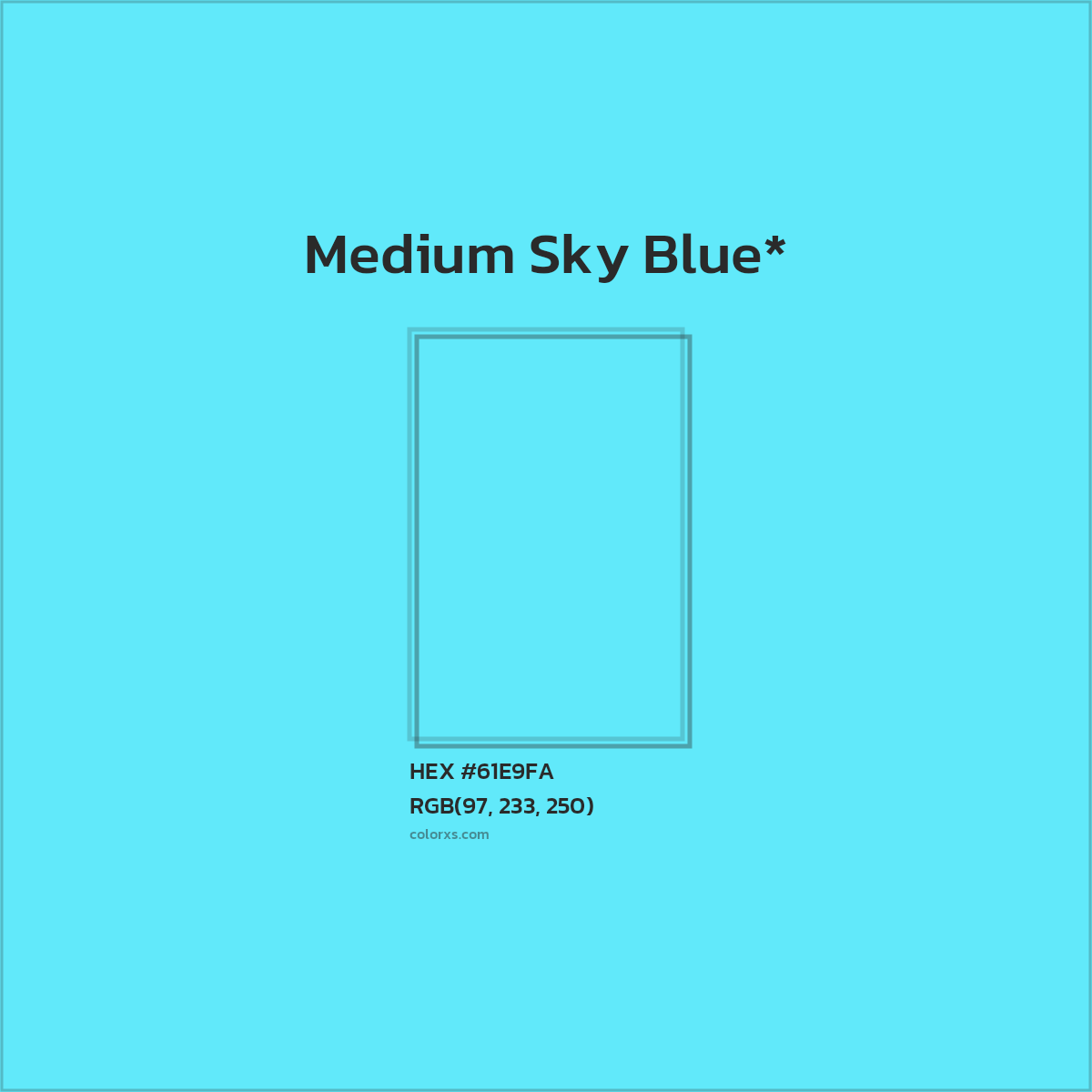 HEX #61E9FA Color Name, Color Code, Palettes, Similar Paints, Images