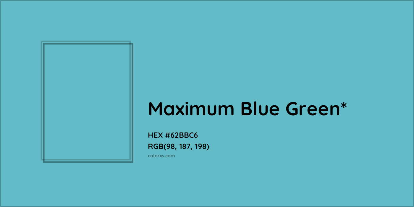 HEX #62BBC6 Color Name, Color Code, Palettes, Similar Paints, Images