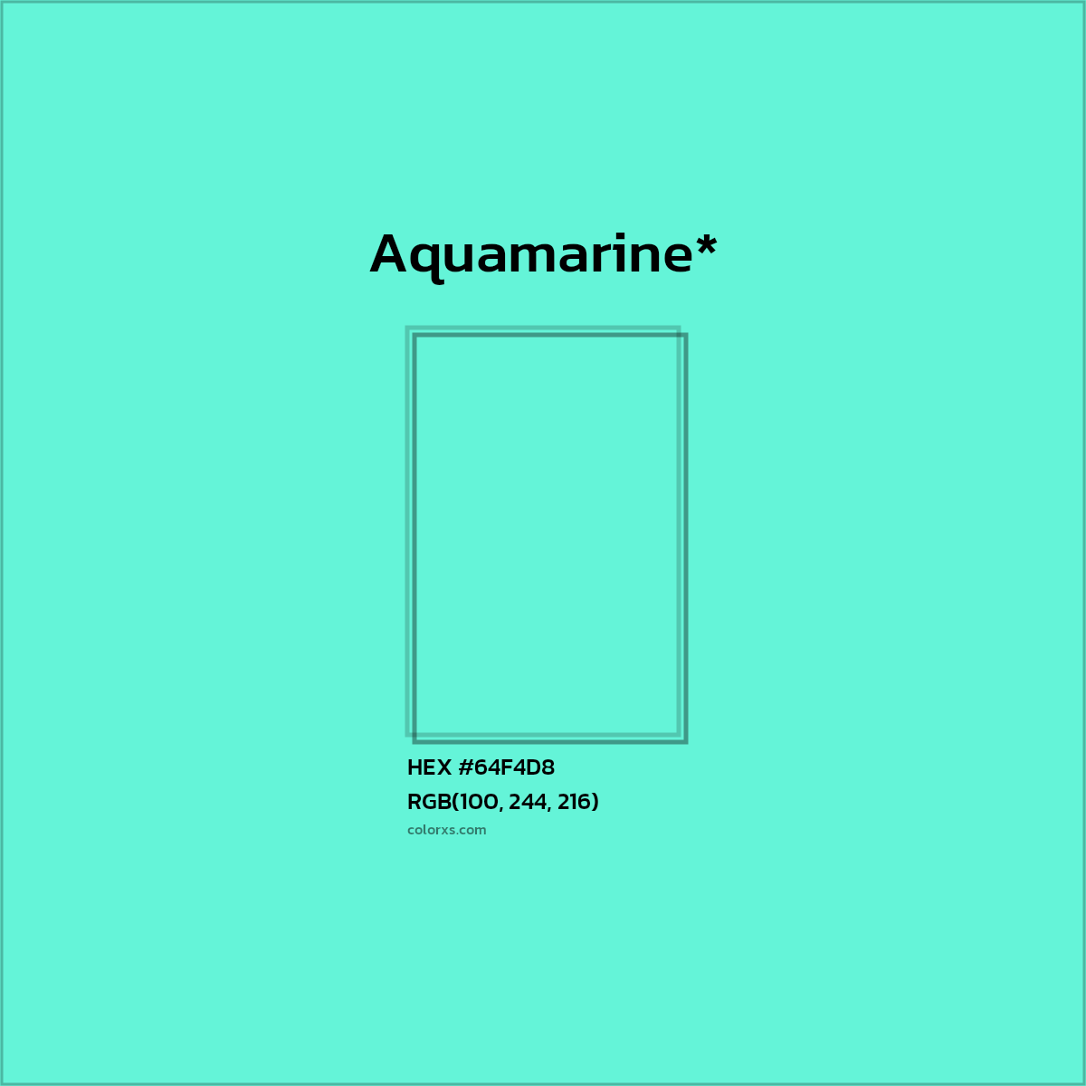 HEX #64F4D8 Color Name, Color Code, Palettes, Similar Paints, Images