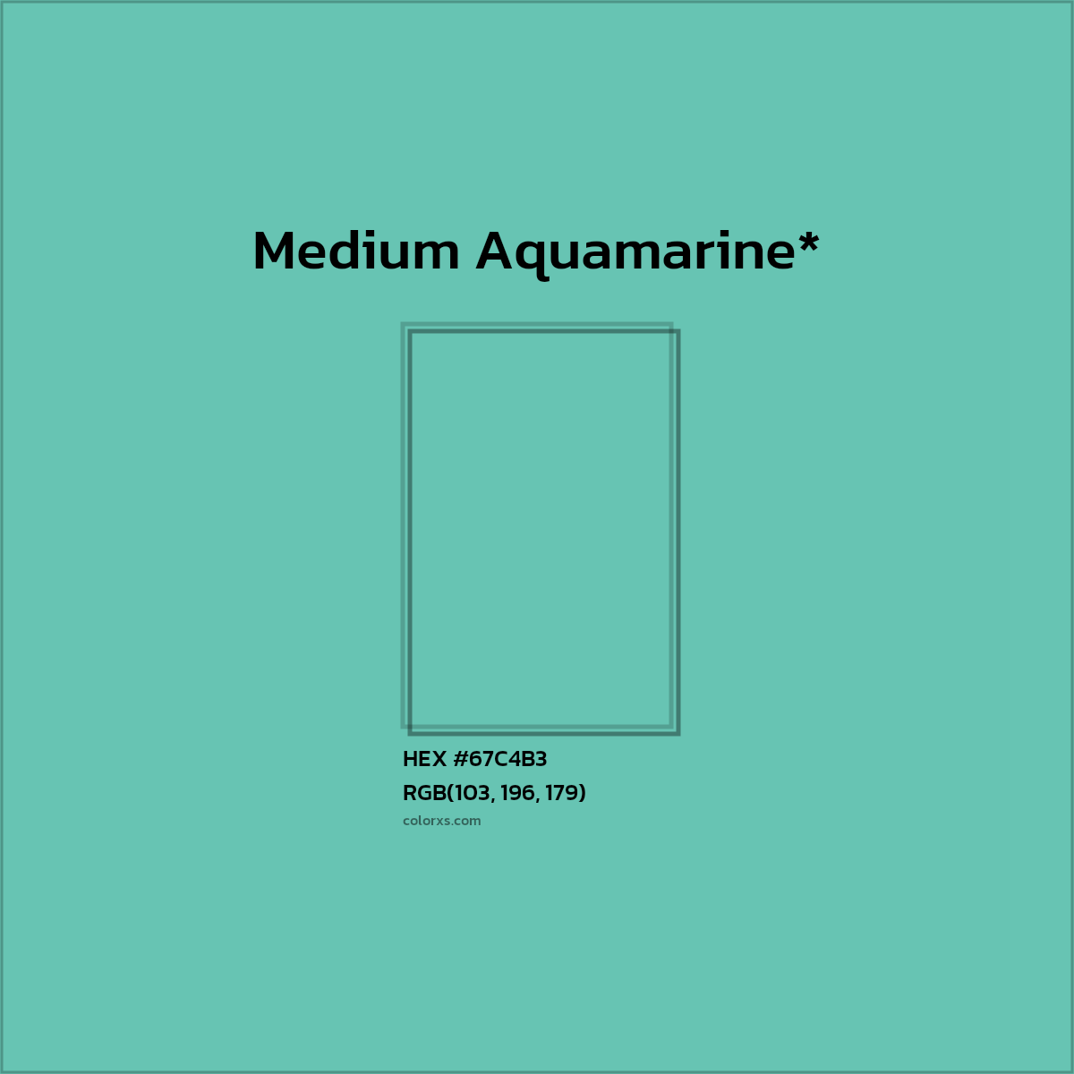 HEX #67C4B3 Color Name, Color Code, Palettes, Similar Paints, Images