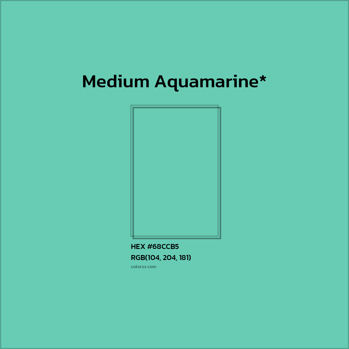 HEX #68CCB5 Color Name, Color Code, Palettes, Similar Paints, Images