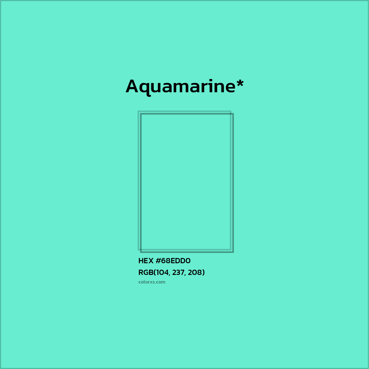 HEX #68EDD0 Color Name, Color Code, Palettes, Similar Paints, Images