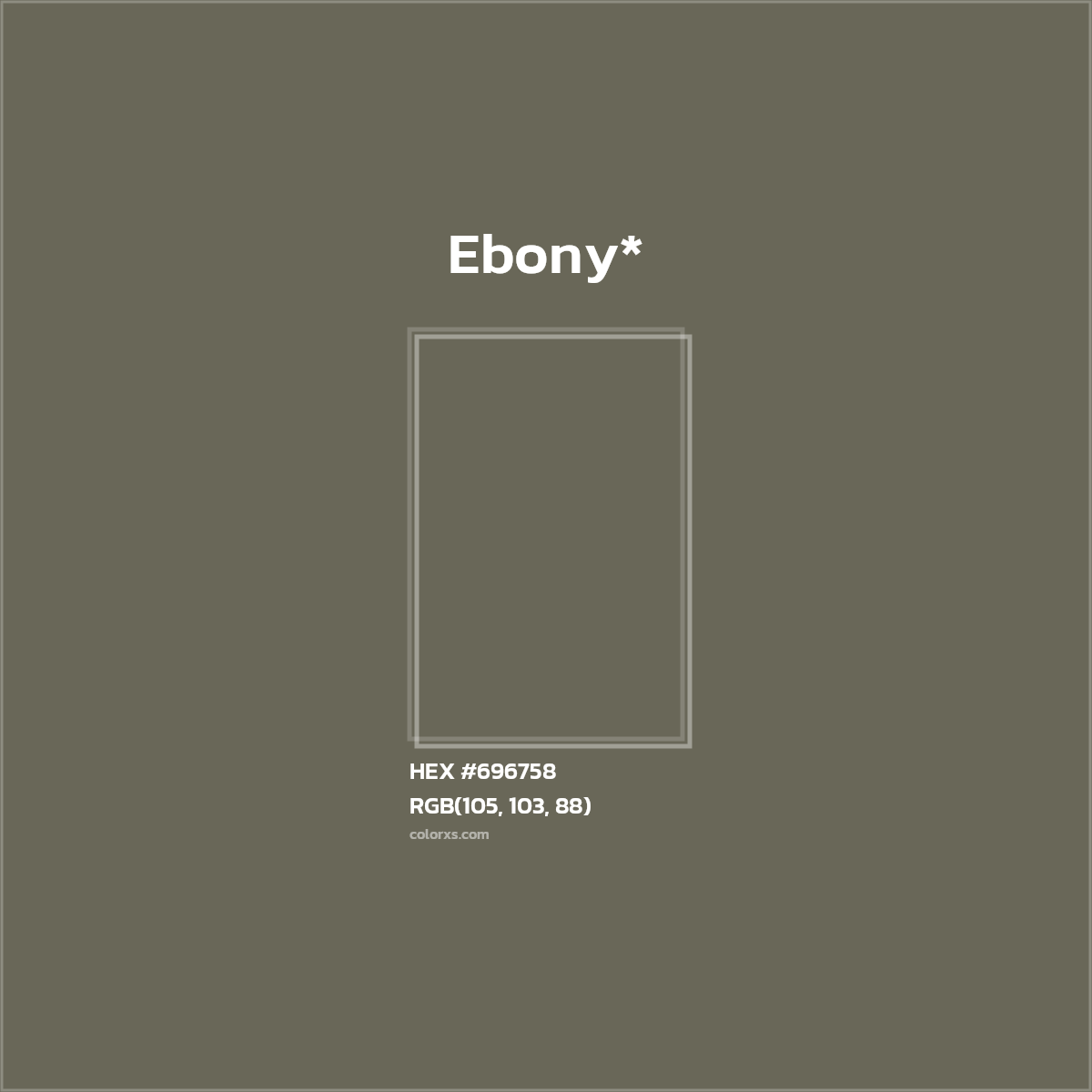 #696758 hex color. RGB, RYB, CMYK, HSL, HSV codes and color conversions. Matching color names, palettes, paints.