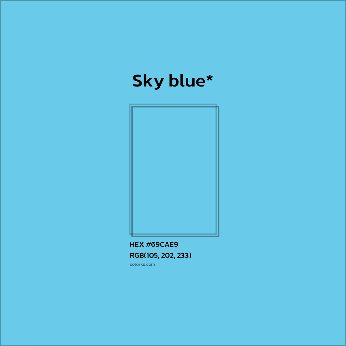 HEX #69CAE9 Color Name, Color Code, Palettes, Similar Paints, Images