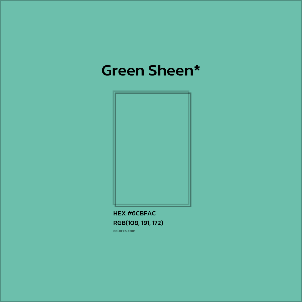 HEX #6CBFAC Color Name, Color Code, Palettes, Similar Paints, Images