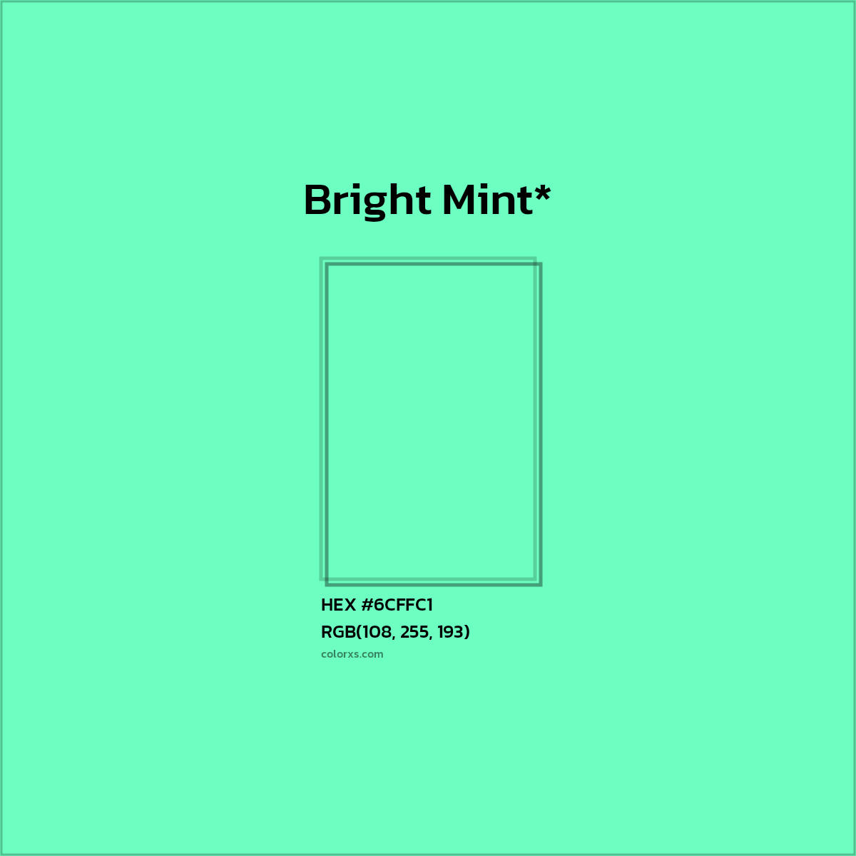 HEX #6CFFC1 Color Name, Color Code, Palettes, Similar Paints, Images