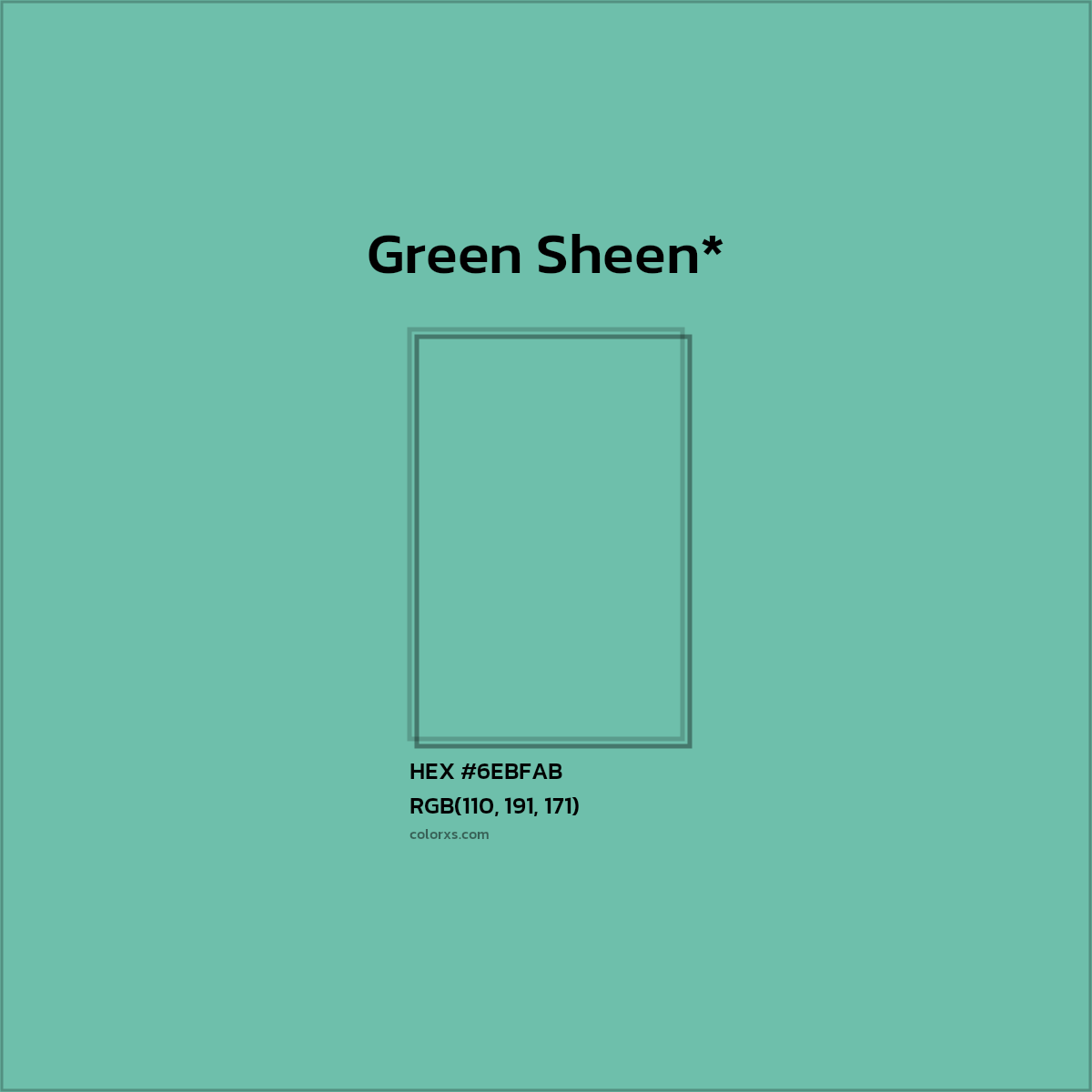 HEX #6EBFAB Color Name, Color Code, Palettes, Similar Paints, Images