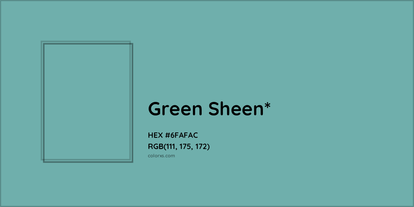 HEX #6FAFAC Color Name, Color Code, Palettes, Similar Paints, Images