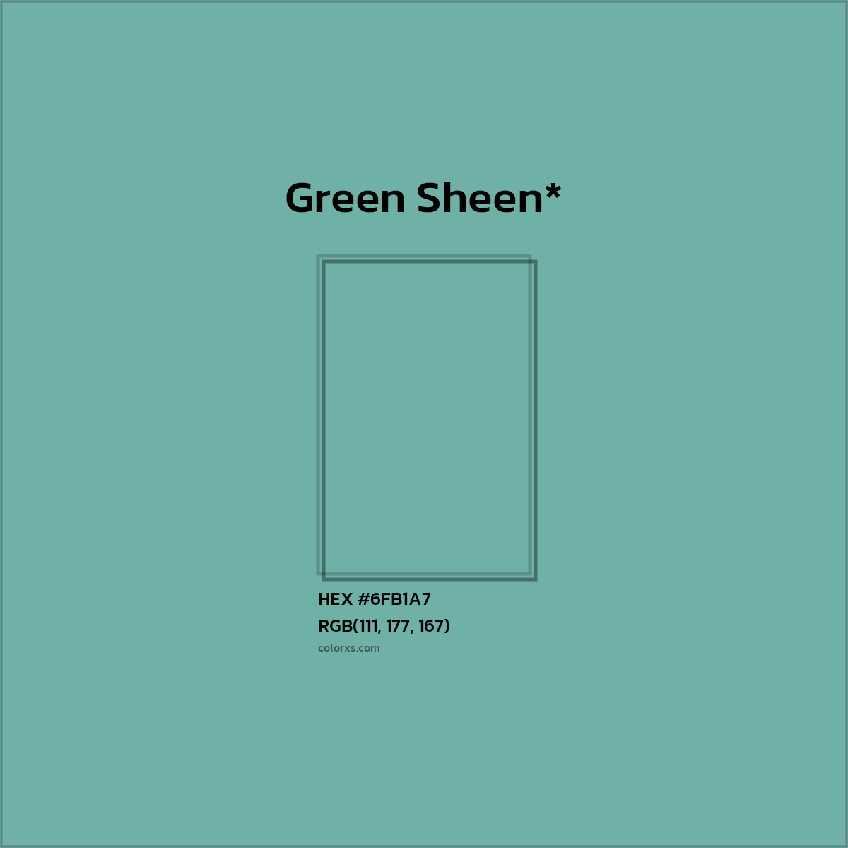 HEX #6FB1A7 Color Name, Color Code, Palettes, Similar Paints, Images