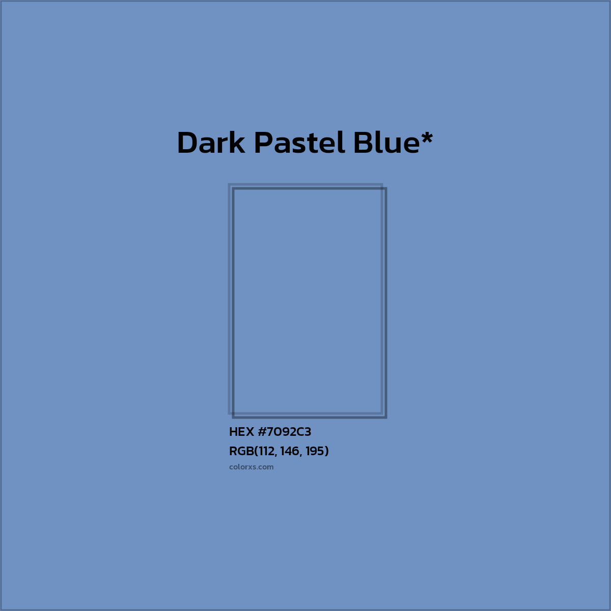 #7092C3 hex color. RGB, RYB, CMYK, HSL, HSV codes and color conversions. Matching color names, palettes, paints.