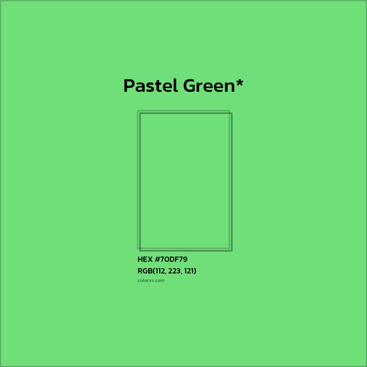 #70DF79 hex color. RGB, RYB, CMYK, HSL, HSV codes and color conversions. Matching color names, palettes, paints.