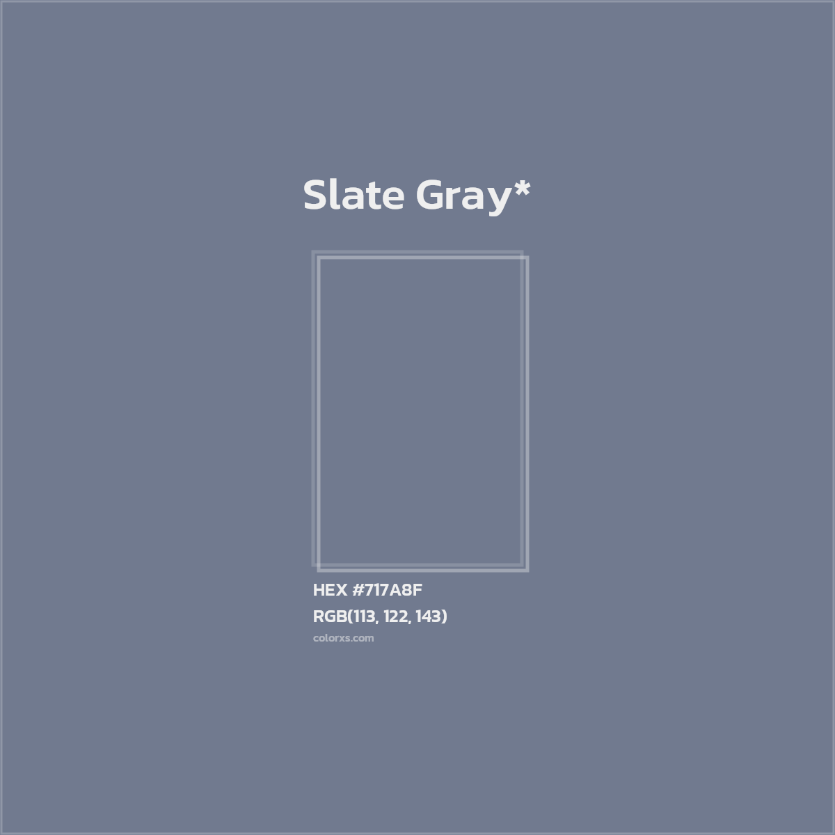 #717A8F hex color. RGB, RYB, CMYK, HSL, HSV codes and color conversions. Matching color names, palettes, paints.