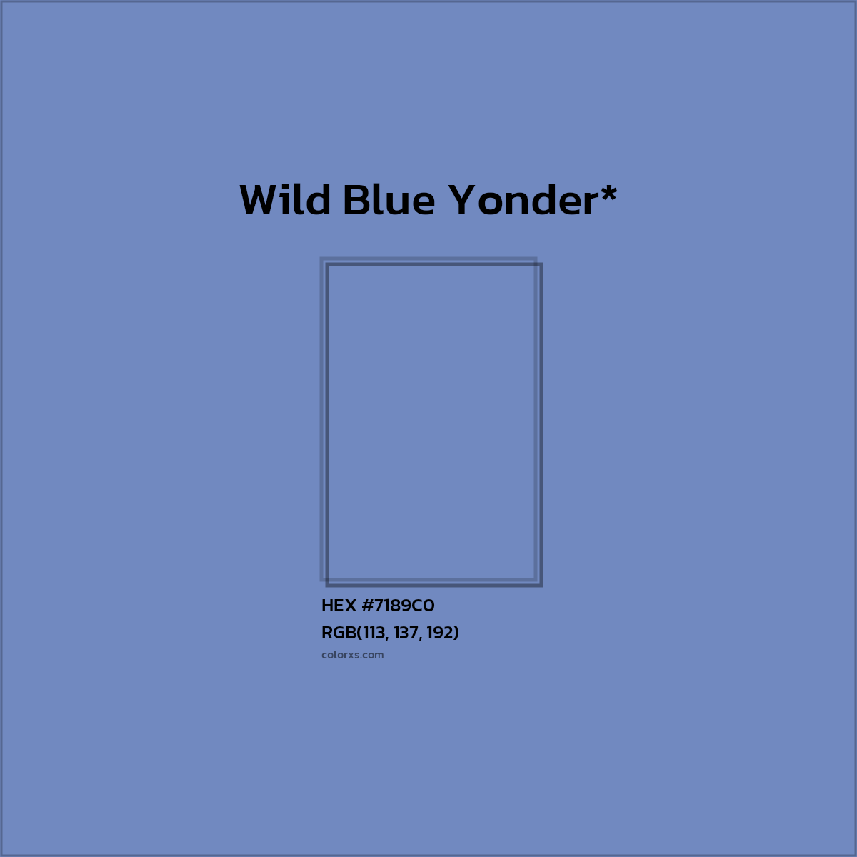 HEX #7189C0 Color Name, Color Code, Palettes, Similar Paints, Images